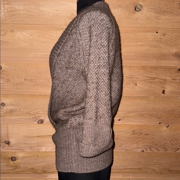 LOFT Brown V-Neck cross over front Sweater Ribbed Knit alpaca / wool blend Med - Picture 5 of 14